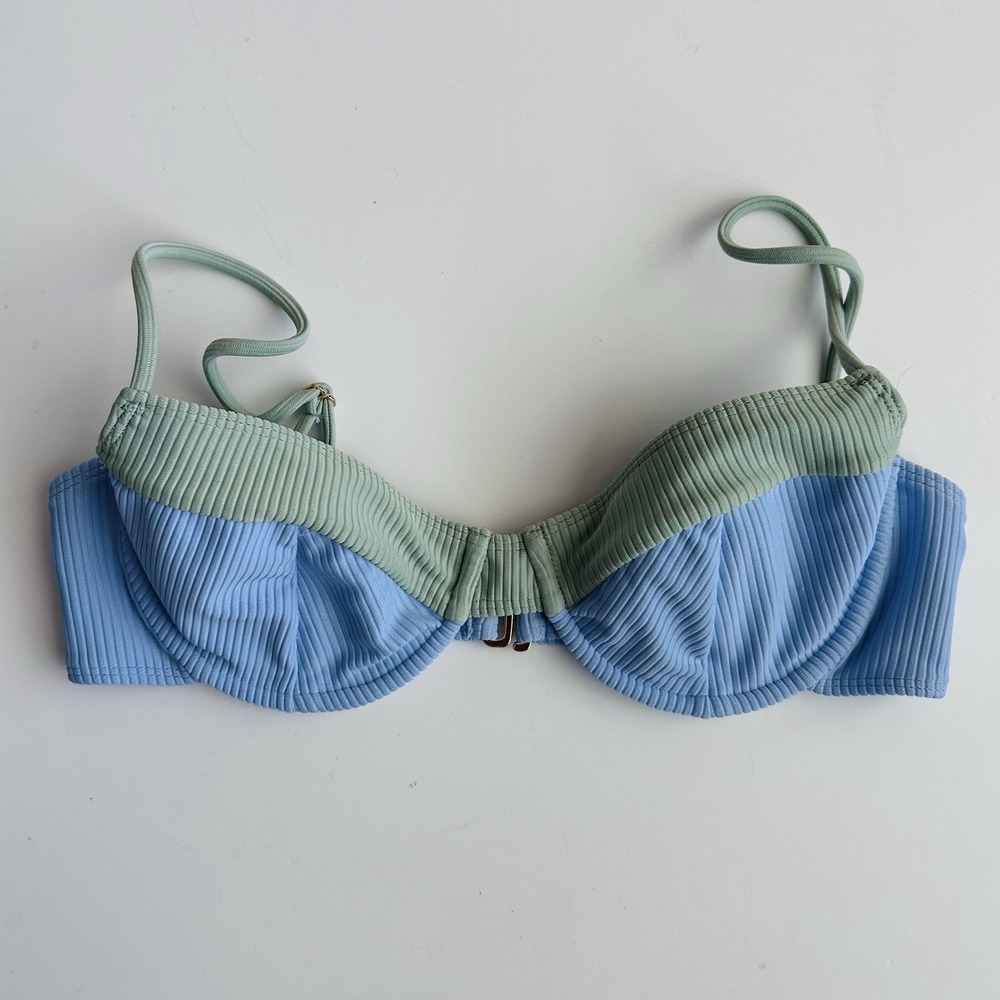 Lovers + Friends Pool‎ Party Bikini Top Size Small Blue Mint Revolve Vacation